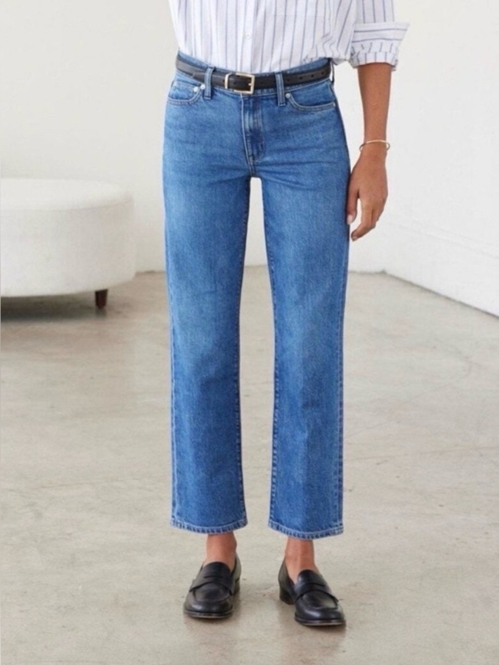 AYR The Frenchie Blue Straight Leg Cropped Jeans Size 26